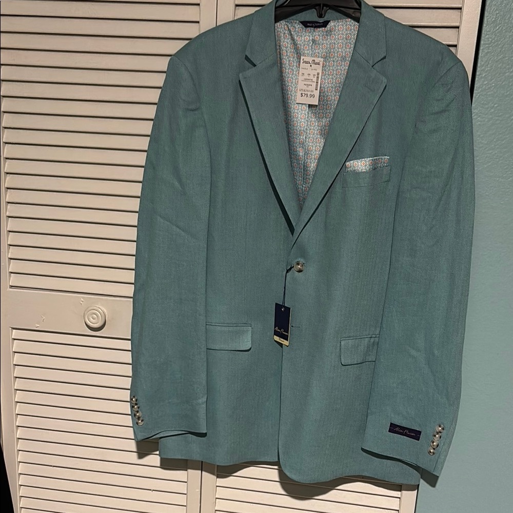 Allan Flusser Turquoise w/ Patterned Lining Blazer XL